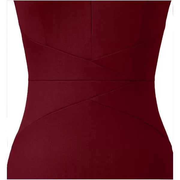 VFSHOW Womens Front Zipper Lace Cocktail Patchwork Work Business Party Pencil DressDark Red Sleeveless