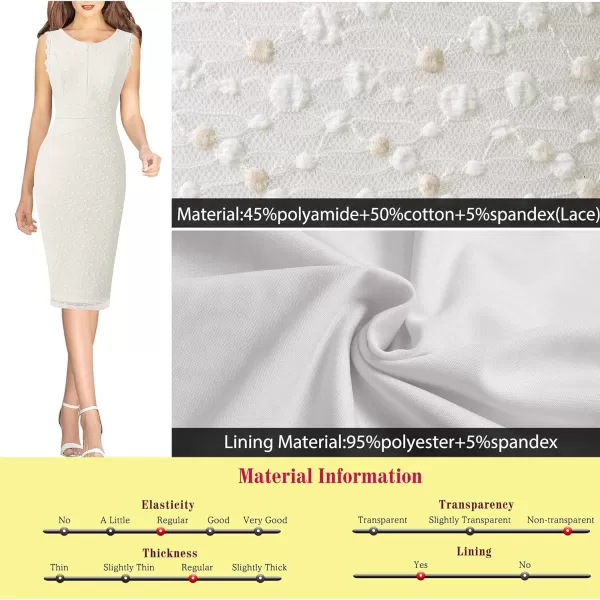 VFSHOW Womens Front Zipper Slim Wear to Work Business Office Party Pencil DressOff White Bubble Lace