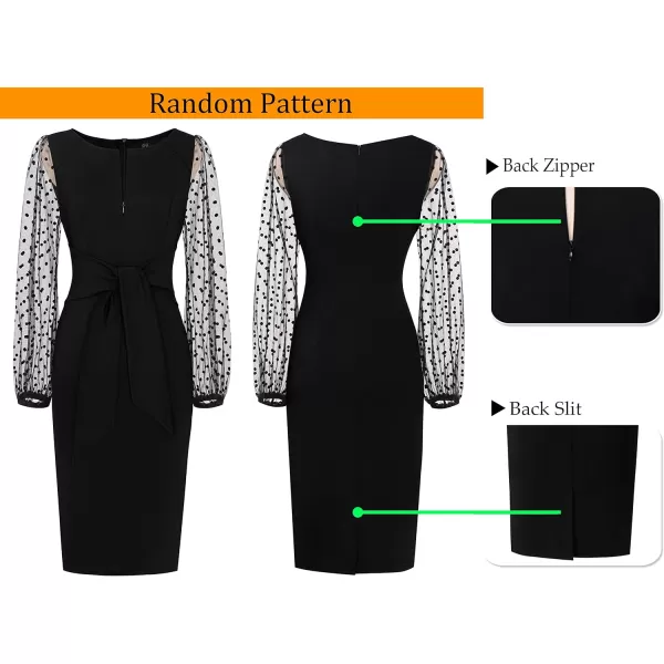 VFSHOW Womens Front Zipper Tie Waist Slim Work Business Office Bodycon Pencil DressBlack4