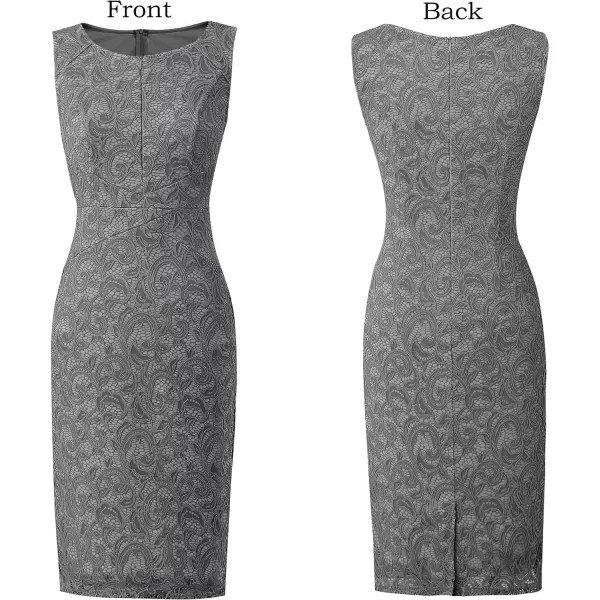 VFSHOW Womens Grey Floral Lace Slim Zipper Up Party Cocktail Night Out Bodycon Pencil Sheath Dress 7933 Gry 3XLVFSHOW Womens Grey Floral Lace Slim Zipper Up Party Cocktail Night Out Bodycon Pencil Sheath Dress 7933 Gry 3XL