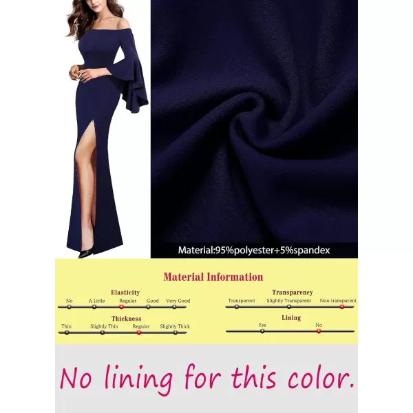 VFSHOW Womens Off Shoulder Bell Sleeve Formal Evening Wedding Party Maxi DressDark Blue