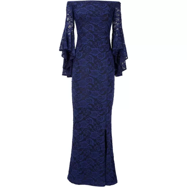 VFSHOW Womens Off Shoulder Bell Sleeve Formal Evening Wedding Party Maxi DressNew Blue Lace