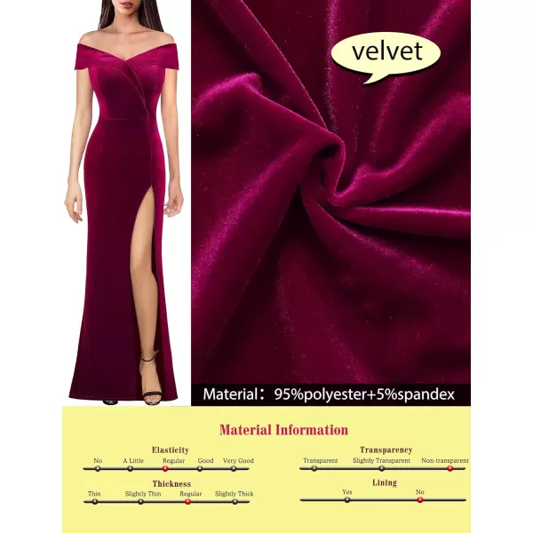 VFSHOW Womens Off Shoulder High Slit Formal Evening Wedding Guest Maxi Long Dress