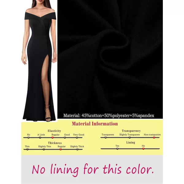 VFSHOW Womens Off Shoulder High Slit Formal Evening Wedding Guest Maxi Long DressBlack