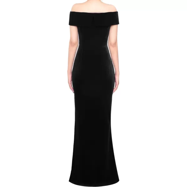 VFSHOW Womens Off Shoulder High Slit Formal Evening Wedding Guest Maxi Long DressBlack Velvet