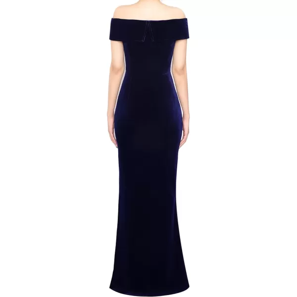 VFSHOW Womens Off Shoulder High Slit Formal Evening Wedding Guest Maxi Long DressDark Blue Velvet