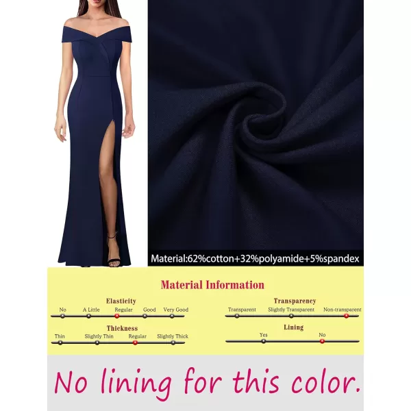 VFSHOW Womens Off Shoulder High Slit Formal Evening Wedding Guest Maxi Long DressNavy Blue2