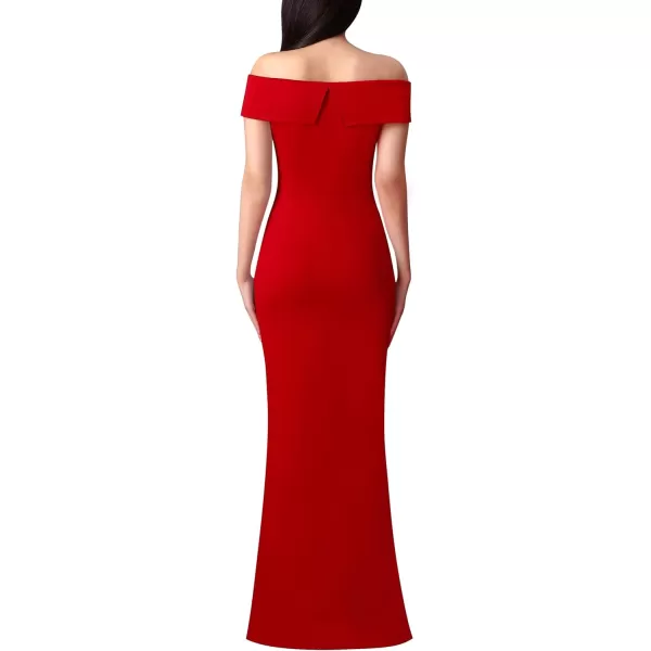 VFSHOW Womens Off Shoulder High Slit Formal Evening Wedding Guest Maxi Long DressRed2