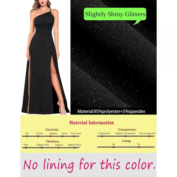 VFSHOW Womens One Shoulder Backless Double Slit Formal Prom ALine Maxi Dress 2023 Braided Strap Wedding Guest Evening GownSparkly Black