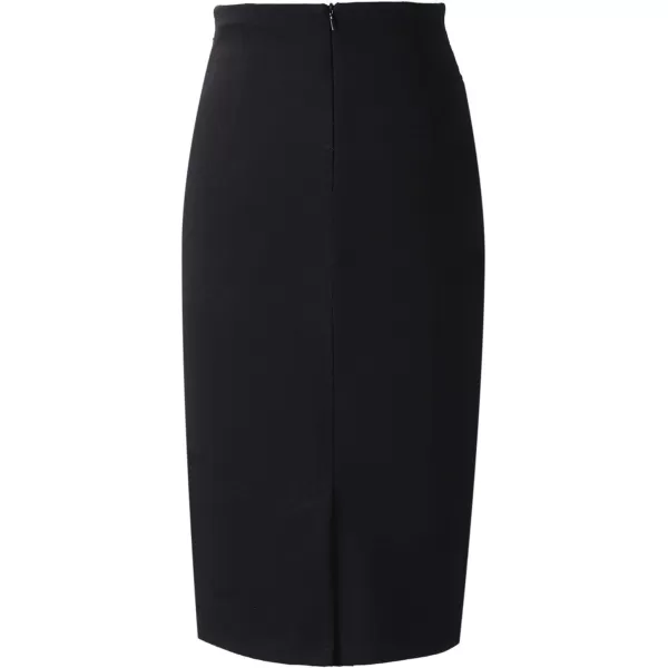 VFSHOW Womens Pleated Bow High Waist Slim Work Office Business Pencil SkirtBlack