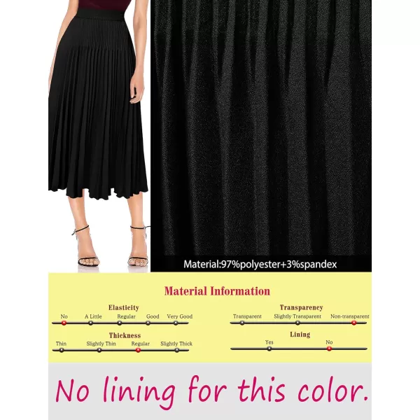 VFSHOW Womens Pleated Elastic High Waist Casual Work Business Office ALine Swing Midi SkirtBlack