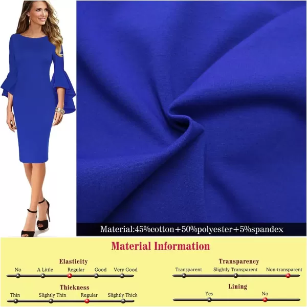 VFSHOW Womens Ruffle Bell Sleeves Business Cocktail Party Sheath Dress 1236 BLU 3XLVFSHOW Womens Ruffle Bell Sleeves Business Cocktail Party Sheath Dress 1236 BLU 3XL