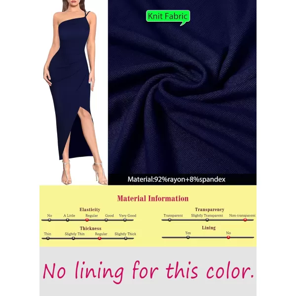 VFSHOW Womens Sexy Summer Ruched Club Party Fitted One Shoulder Bodycon Dress Casual Beach Slit Vacation Plain DressDark Blue