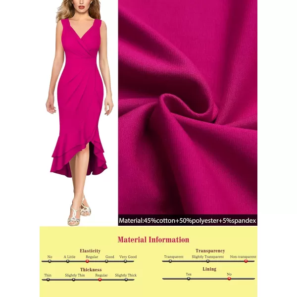 VFSHOW Womens Sexy Sweetheart Neckline Backless Ruffle Formal Prom Maxi Dress 2023 High Split Wedding Guest Evening Long GownHot Pink2