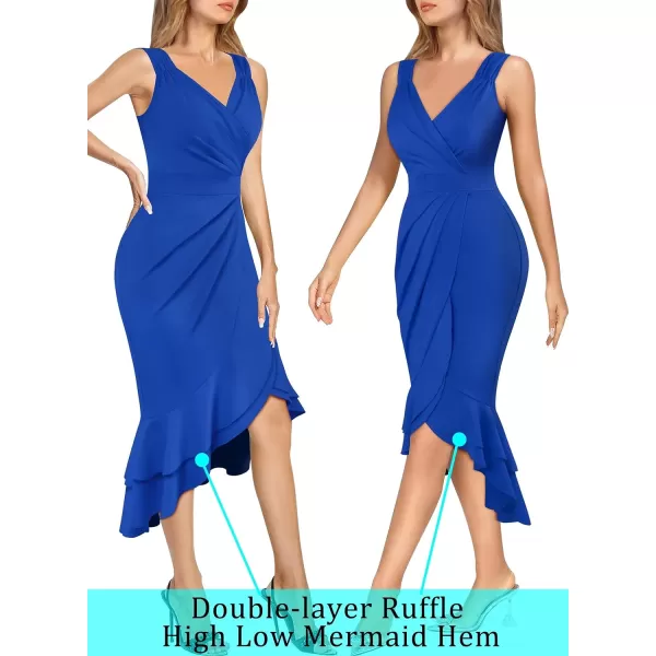 VFSHOW Womens Sexy Sweetheart Neckline Backless Ruffle Formal Prom Maxi Dress 2023 High Split Wedding Guest Evening Long GownRoyal Blue