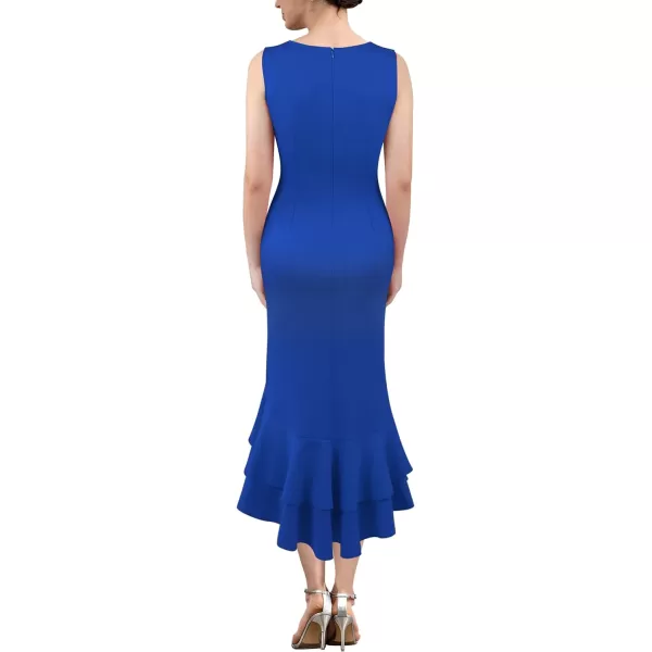 VFSHOW Womens Sexy Sweetheart Neckline Backless Ruffle Formal Prom Maxi Dress 2023 High Split Wedding Guest Evening Long GownRoyal Blue