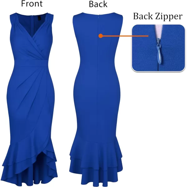 VFSHOW Womens Sexy Sweetheart Neckline Backless Ruffle Formal Prom Maxi Dress 2023 High Split Wedding Guest Evening Long GownRoyal Blue