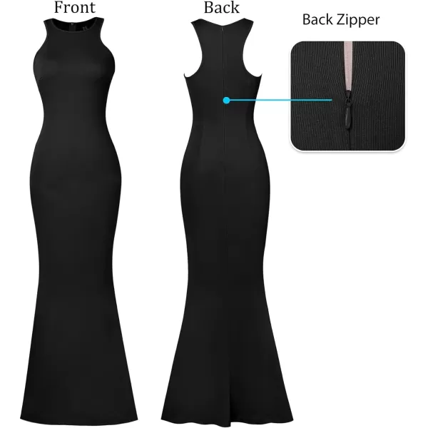 VFSHOW Womens Sleeveless Bodycon Club Casual Party Plain Maxi Dress Racerback Fitted Beach Tank DressBlack