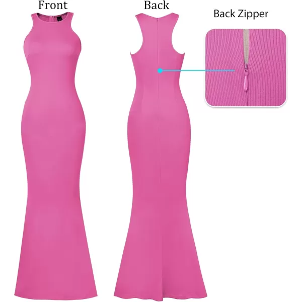 VFSHOW Womens Sleeveless Bodycon Club Casual Party Plain Maxi Dress Racerback Fitted Beach Tank DressHot Pink