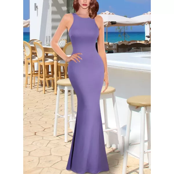 VFSHOW Womens Sleeveless Bodycon Club Casual Party Plain Maxi Dress Racerback Fitted Beach Tank DressLight Purple