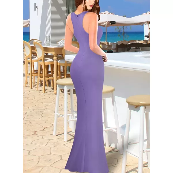 VFSHOW Womens Sleeveless Bodycon Club Casual Party Plain Maxi Dress Racerback Fitted Beach Tank DressLight Purple