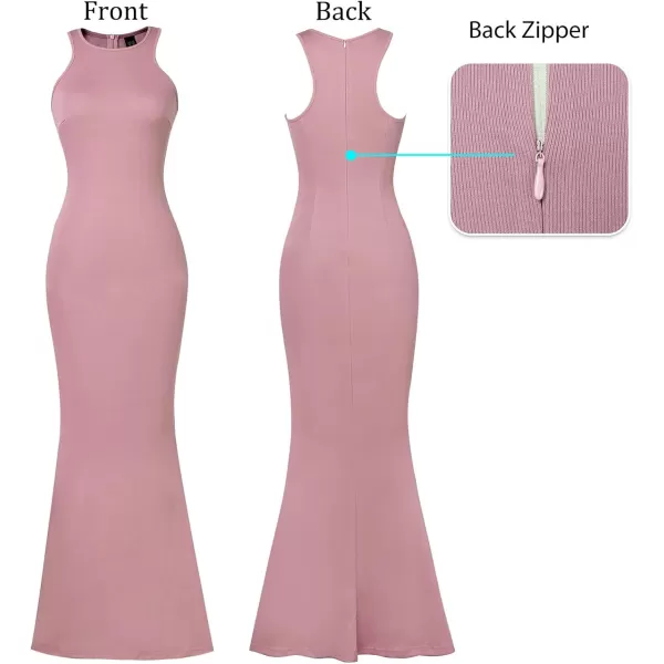 VFSHOW Womens Sleeveless Bodycon Club Casual Party Plain Maxi Dress Racerback Fitted Beach Tank DressPink