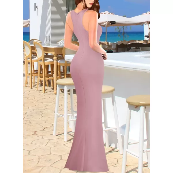 VFSHOW Womens Sleeveless Bodycon Club Casual Party Plain Maxi Dress Racerback Fitted Beach Tank DressPink