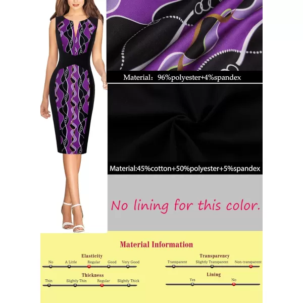 VFSHOW Womens Slim Zipper Up Work Business Office Cocktail Party Bodycon Pencil Sheath DressBlack and Geometric Print