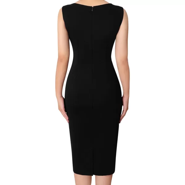 VFSHOW Womens Slim Zipper Up Work Business Office Cocktail Party Bodycon Pencil Sheath DressBlack and White Geometric6