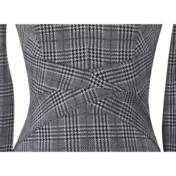 VFSHOW Womens Slim Zipper Up Work Business Office Cocktail Party Bodycon Pencil Sheath DressBlack and White Glen Plaid