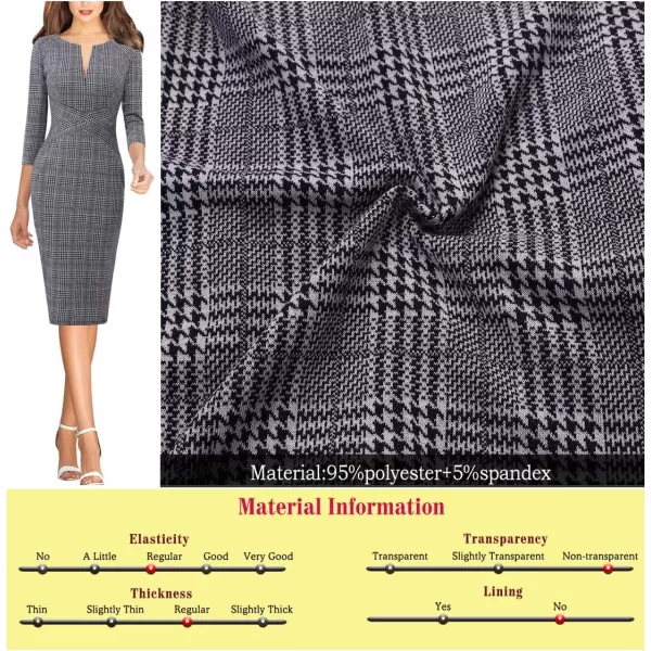 VFSHOW Womens Slim Zipper Up Work Business Office Cocktail Party Bodycon Pencil Sheath DressBlack and White Glen Plaid