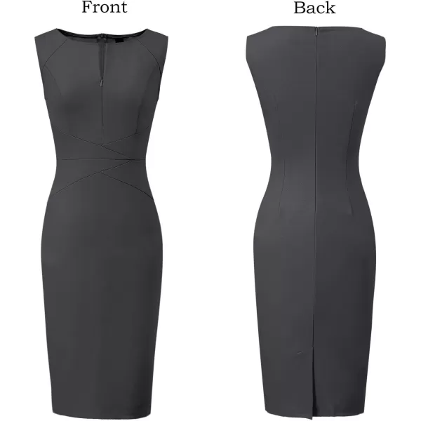 VFSHOW Womens Slim Zipper Up Work Business Office Cocktail Party Bodycon Pencil Sheath DressGrey Sleeveless