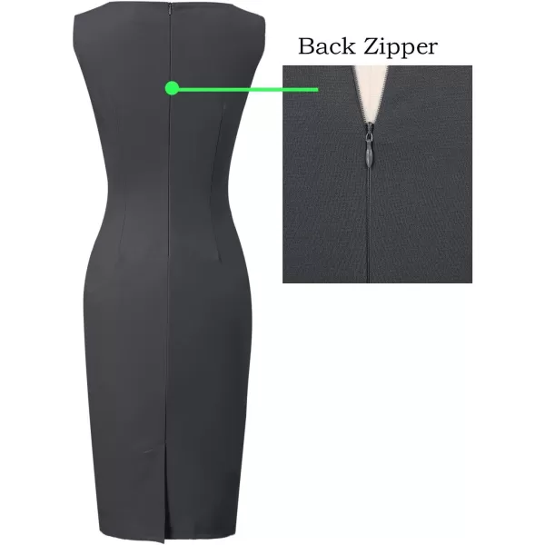 VFSHOW Womens Slim Zipper Up Work Business Office Cocktail Party Bodycon Pencil Sheath DressGrey Sleeveless