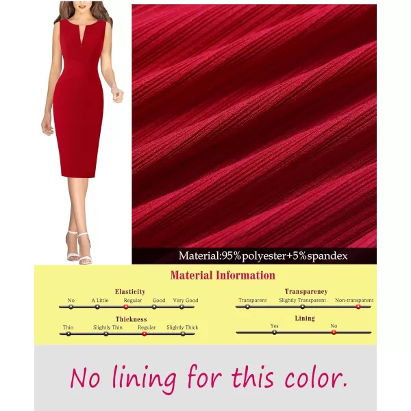 VFSHOW Womens Slim Zipper Up Work Business Office Cocktail Party Bodycon Pencil Sheath DressRed