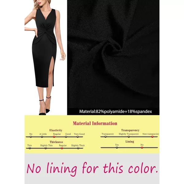 VFSHOW Womens Spaghetti Straps Backless Cocktail Club Night Out Party 2023 Bodycon Pencil DressShiny Black