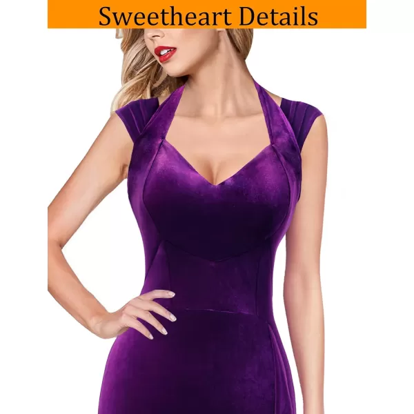 VFSHOW Womens V Halter Neck Celebrity Ruffle High Split Formal Evening Gown Wedding Prom Maxi DressPurple Velvet