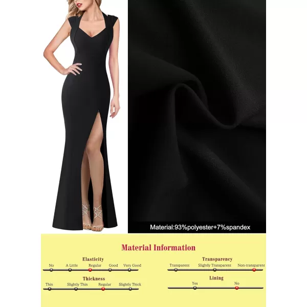 VFSHOW Womens V Halter Neck Zipper High Split Formal Evening Gown Wedding Prom Party Maxi DressBlack