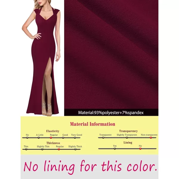 VFSHOW Womens V Halter Neck Zipper High Split Formal Evening Gown Wedding Prom Party Maxi DressSolid Dark Red