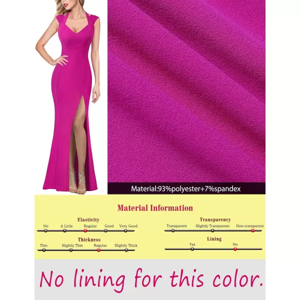 VFSHOW Womens V Halter Neck Zipper High Split Formal Evening Gown Wedding Prom Party Maxi DressSolid Hot Pink