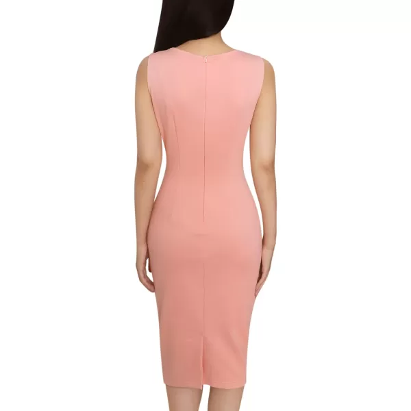 VFSHOW Womens V Neck Front Zipper Work Business Office Cocktail Bodycon Pencil DressPeach and Peach Lace