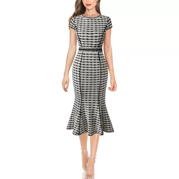 VFSHOW womens ModernFittedBlack White Plaid Tweed