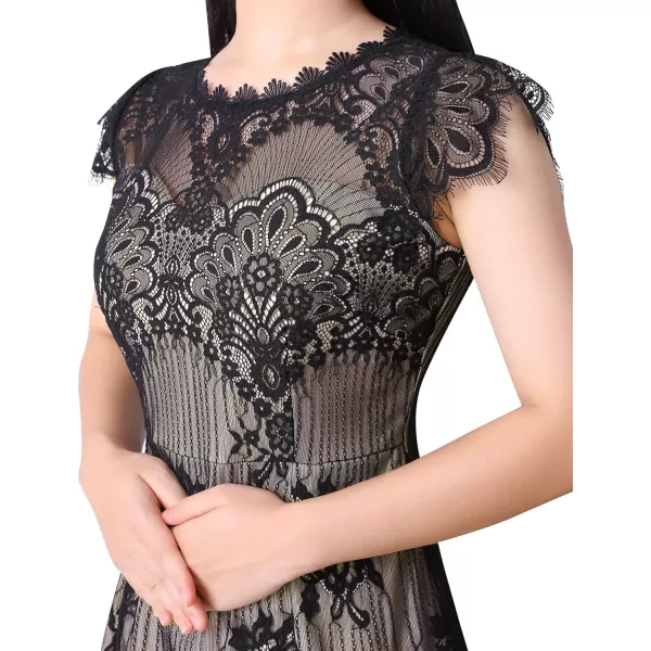 VFSHOWnbspWomensnbspContrastnbspFloralnbspLacenbspShiftnbspScallopednbspCrewnbspNecknbspSlimnbspCocktailnbspPartynbspDressBlack Floral Lace