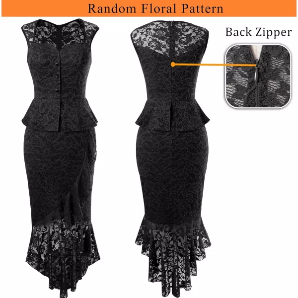 VFSHOWnbspWomensnbspSquarenbspNecknbspPeplumnbspRufflenbspButtonnbspCocktailnbspPartynbspBodyconnbspMidinbspMermaidnbspDressBlack Floral Lace