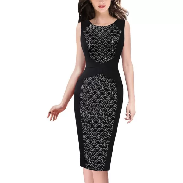 VFSHOW Womens Elegant Front Zipper Slim Work Business Office Party Bodycon Pencil DressBlack and Black Lace