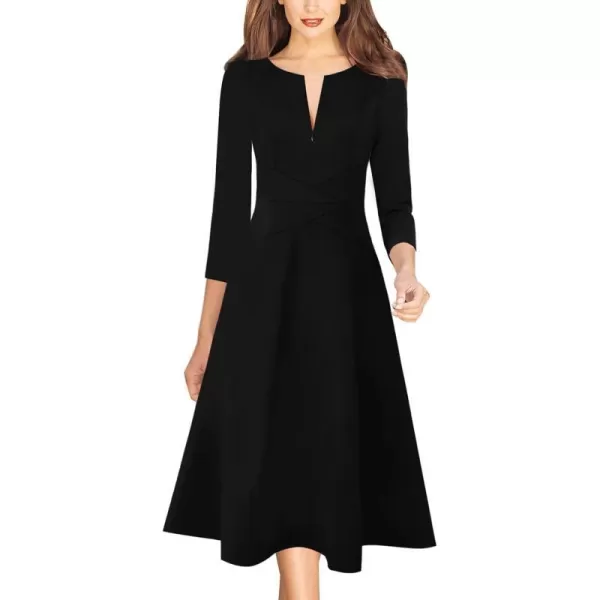 Black 3/4 Sleeve Midi-length