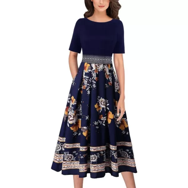 Navy and Multi Floral Print-6