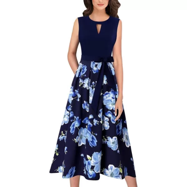 Navy Blue and Floral Print