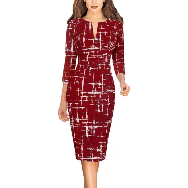 Dark Red and White Geometric Print-2