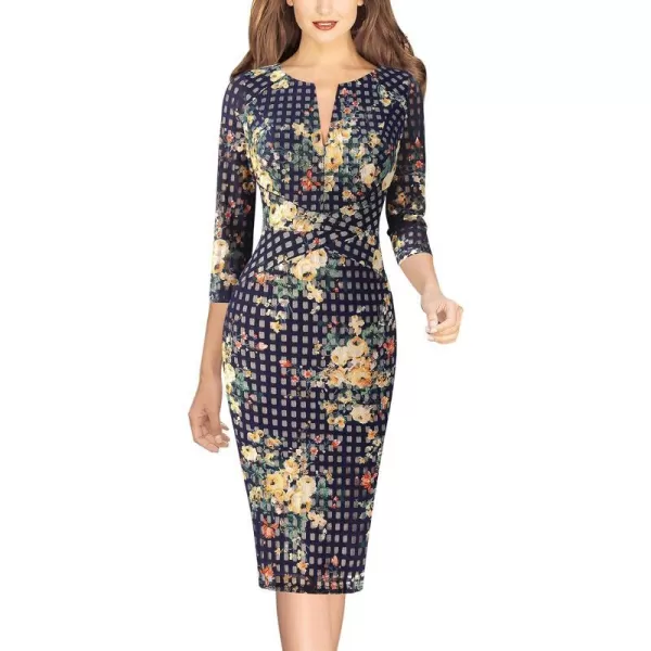 Navy Blue Lace and Multi Floral Print