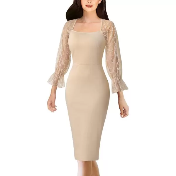 Apricot With Lace Sleeve